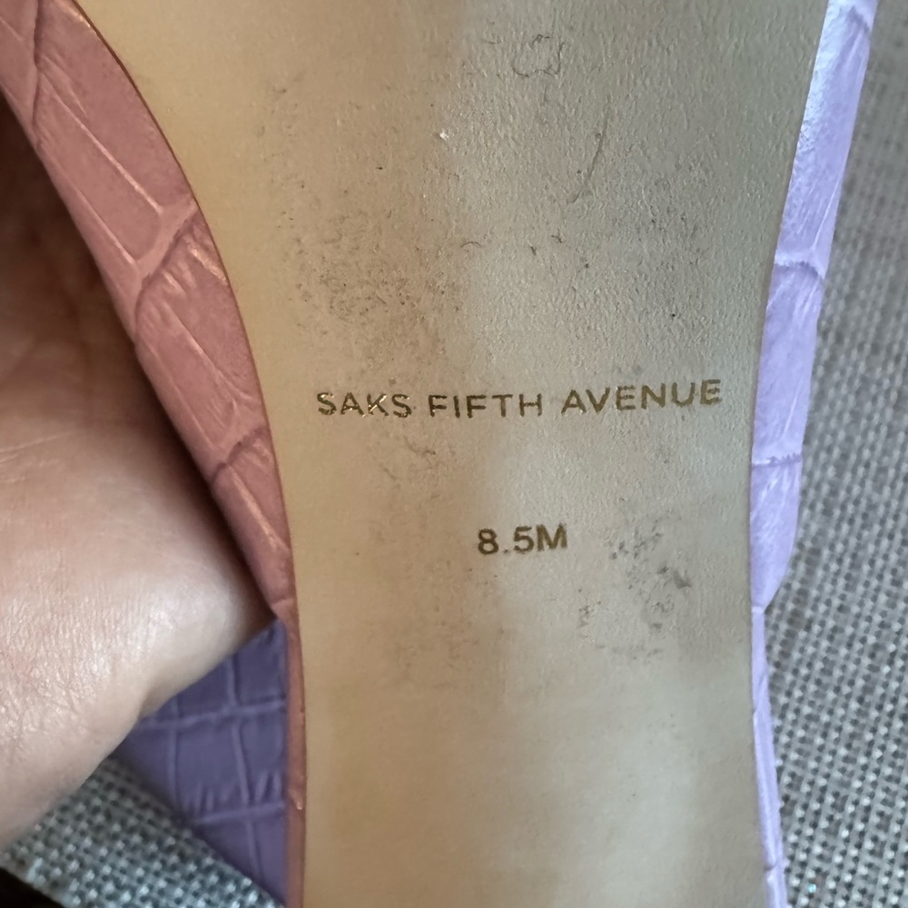 Saks Fifth Avenue Pink Croc-Embossed Heels - Picture 11 of 14
